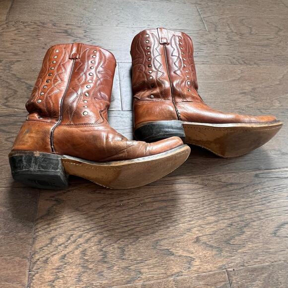 Western cowboy boots brown leather womens size 11B studded - Picture 6 of 8